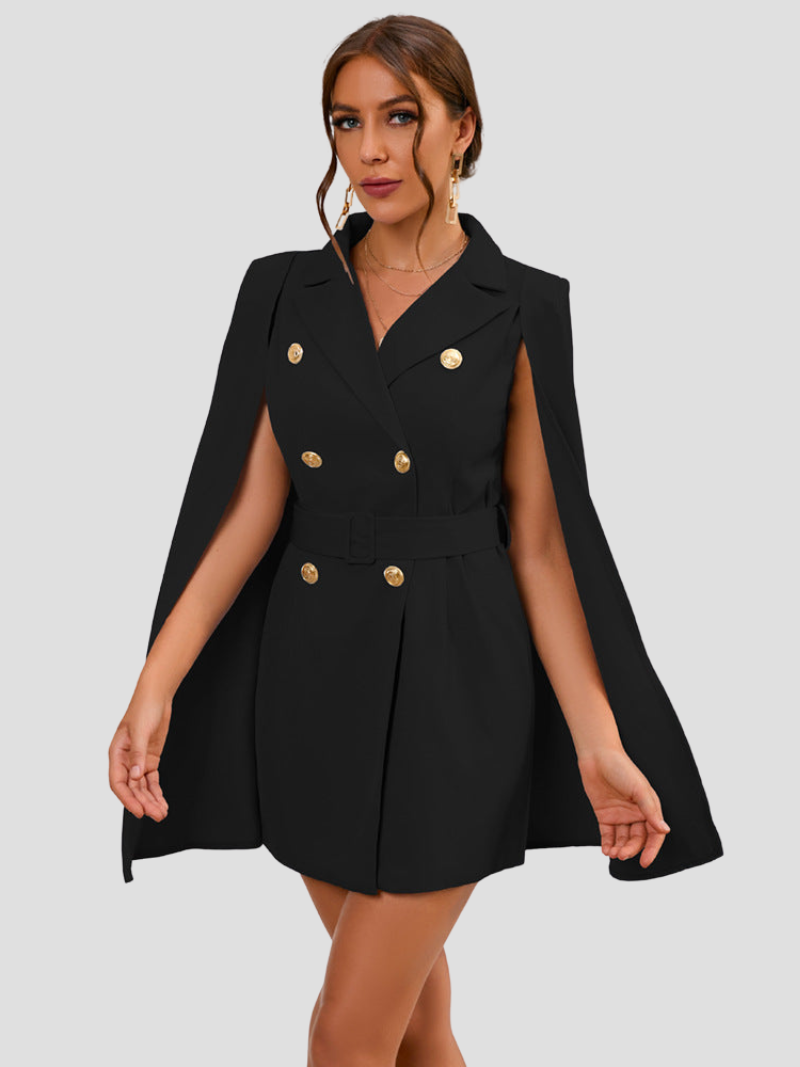 Elegante Cape Blazer Jurk Voor Dames