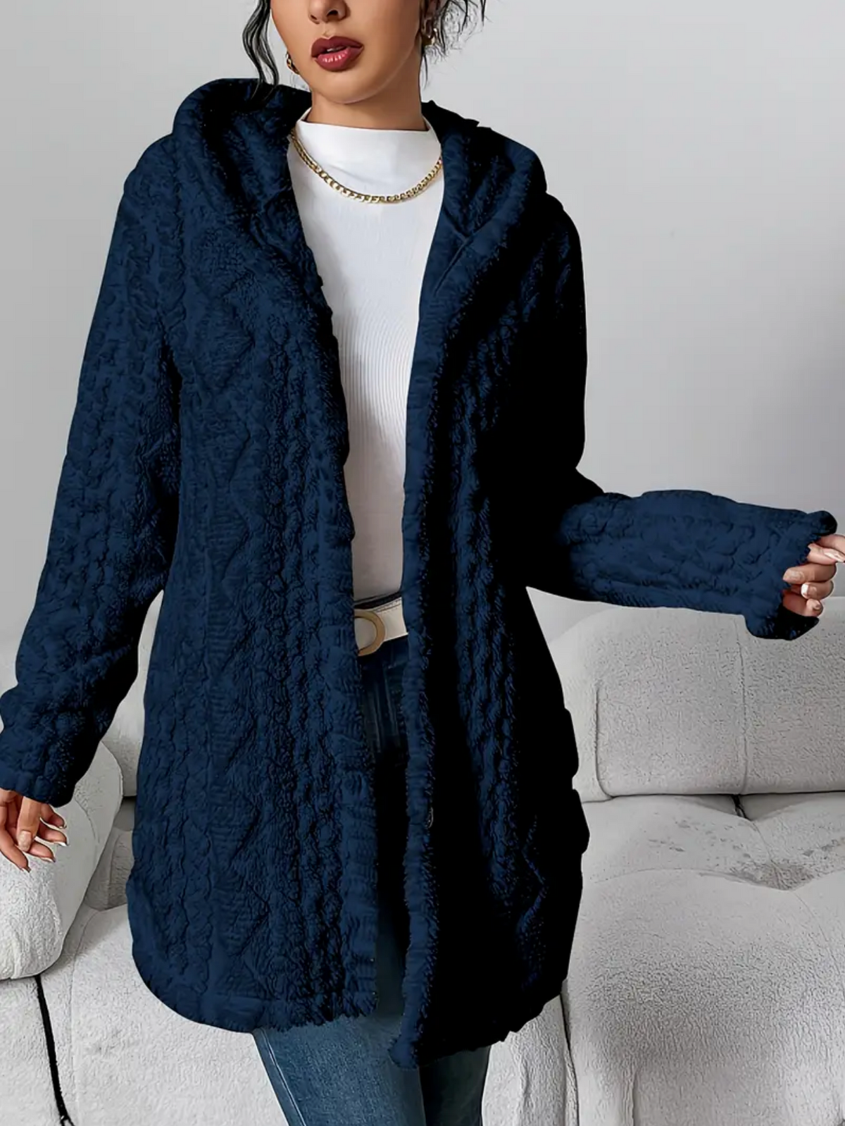 Gebreid Vest met Capuchon | Dames vest van zacht teddy-materiaal