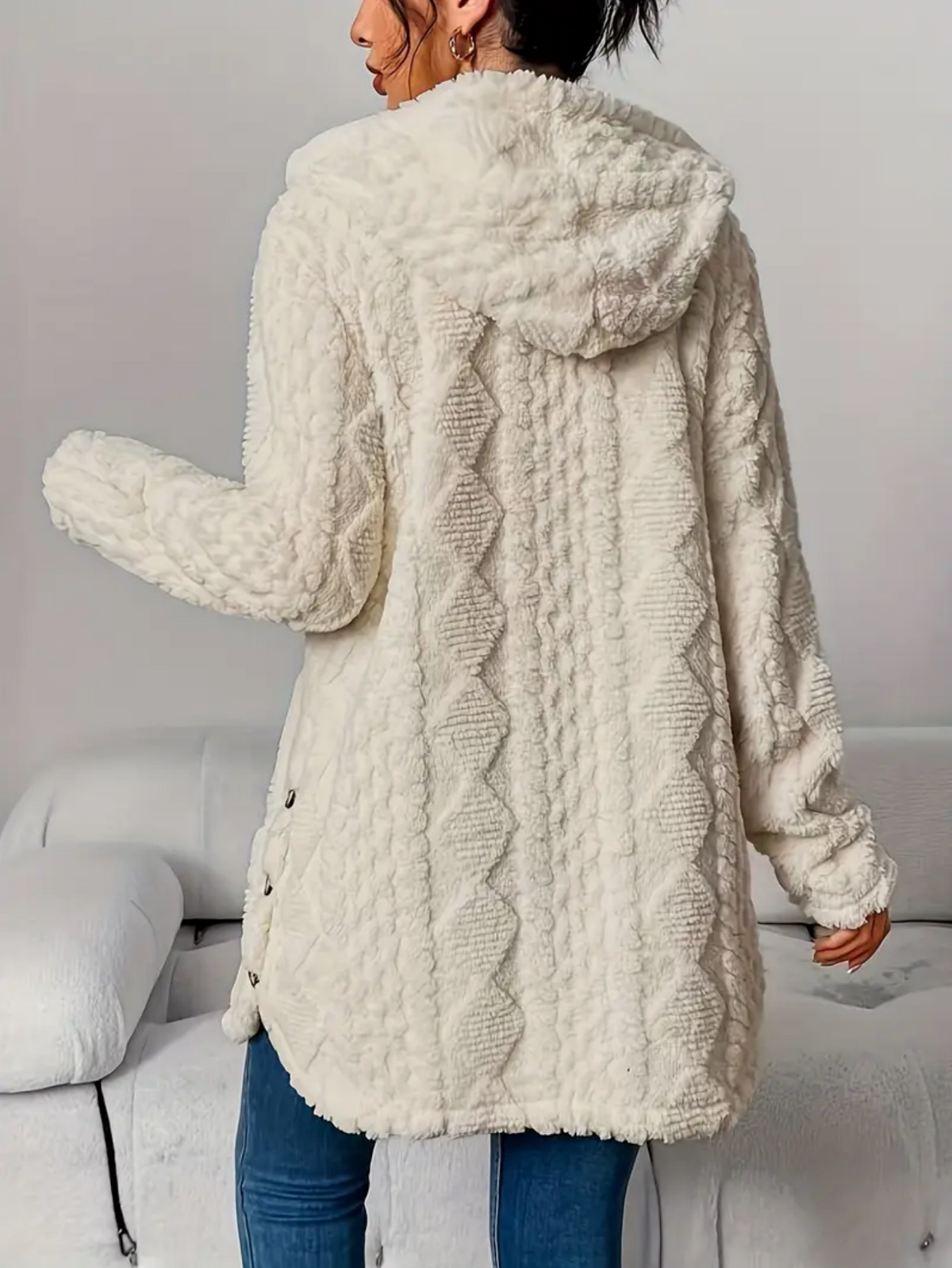 Gebreid Vest met Capuchon | Dames vest van zacht teddy-materiaal