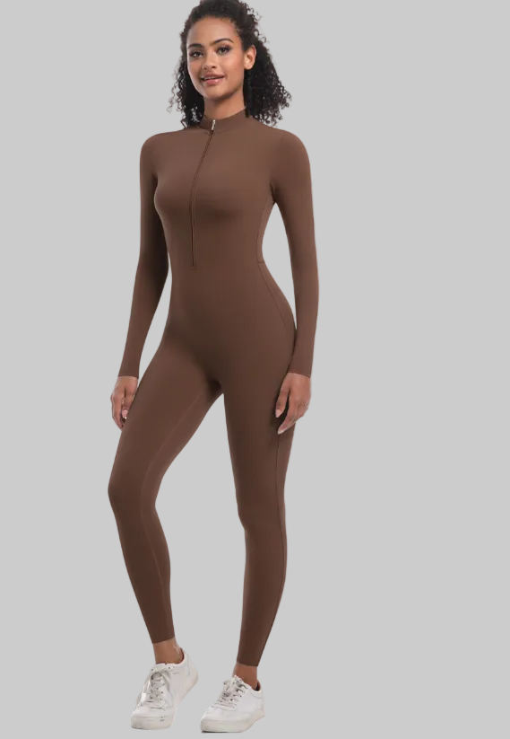 Jumpsuit dames | Lange mouwen jumpsuit met ritssluiting en flatterend silhouet