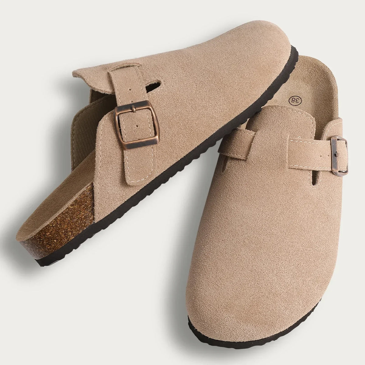 Dames suède sandalen met kurken zool