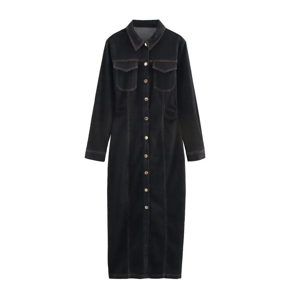 Eveline Denim Dress | Dames Spijkerjurk met Getailleerde Pasvorm en Tijdloos Design