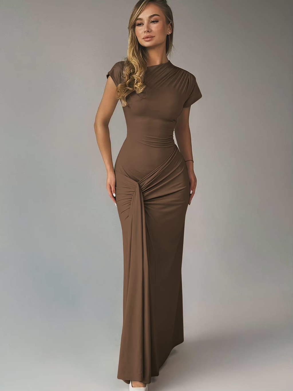 BELLE | Trendy Maxi Jurk met Knoopdetail voor Dames