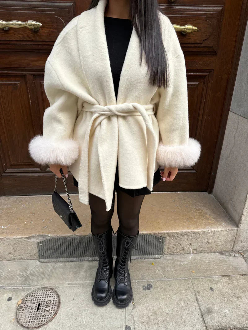 Faya Jas Dames | Dames Winterjas met Faux Fur en Elegante Tailleceintuur