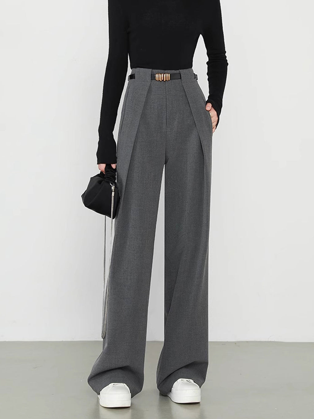 Alex | Dames rechte broek met effen design en praktische zakken