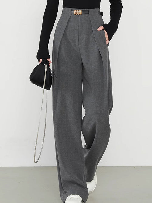 Alex | Dames rechte broek met effen design en praktische zakken