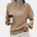 Andy | Dames coltrui met elegante pasvorm in abrikoos en koffie