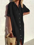 Dames Jurk – Losvallende casual jurk met brede mouwen en knoopdetails - Berlin