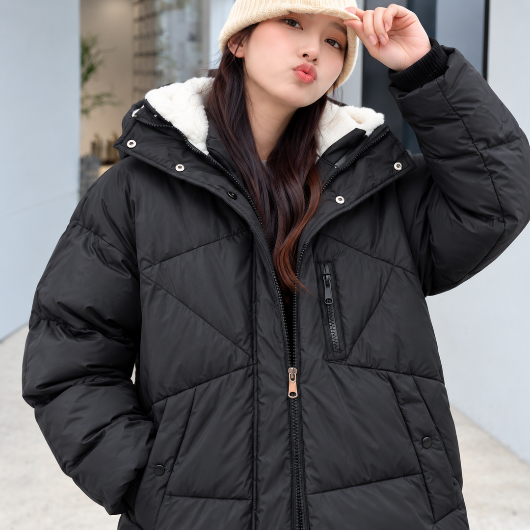 Dames Lange Winterdichte Puffer Parka Winterjas