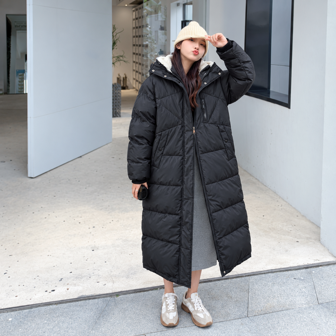 Dames Lange Winterdichte Puffer Parka Winterjas