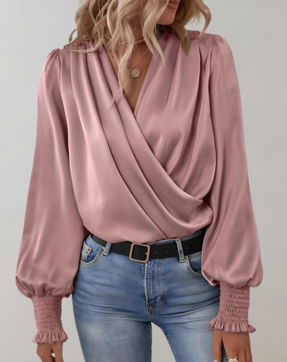 Brittany - Chique Lente V-Hals Lange Mouwen Blouse voor Vrouwen