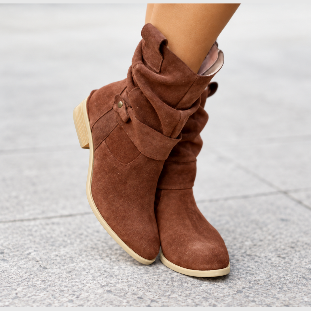 Dames laarzen – Casual Stijl met Lage Hak en Ronde Neus