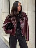 burgundy leren jas voor dames