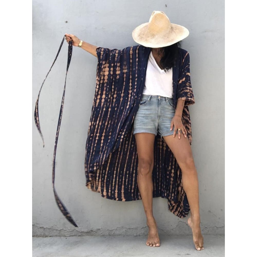 Tie-Dye Kimono Jurk | Dames strand cover-up van rayon met luchtige pasvorm