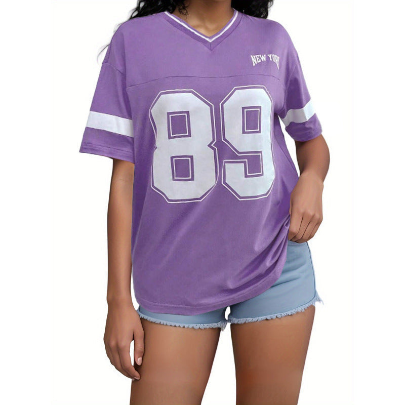 Dames Slim Fit T-shirt – Casual voor Dagelijks Gebruik, Met Varsity Print