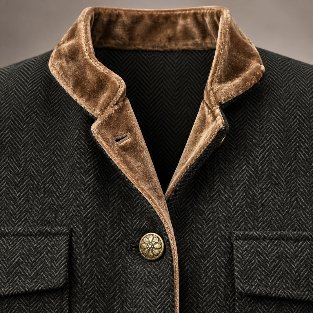 Dames Visgraat Blazer met Knopensluiting - Getailleerd Jasje