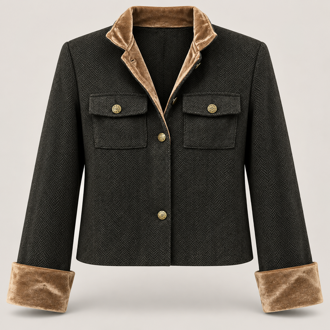 Dames Visgraat Blazer met Knopensluiting - Getailleerd Jasje