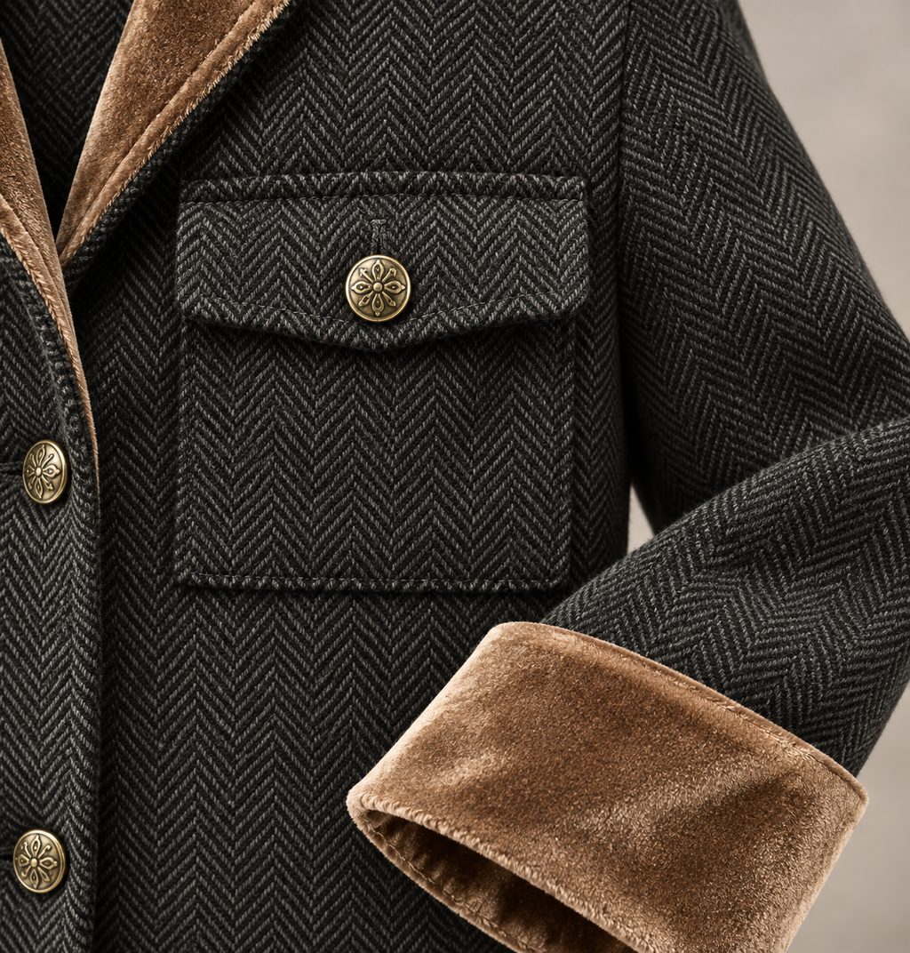 Dames Visgraat Blazer met Knopensluiting - Getailleerd Jasje