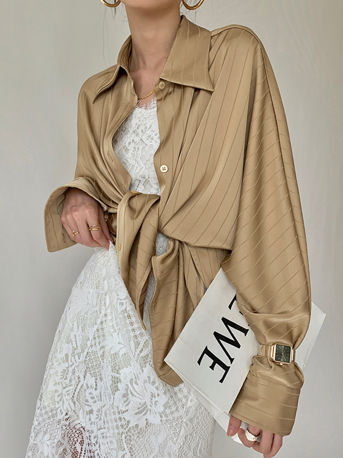 Christel - Oversized Overhemd met Kraag en Knoopjes
