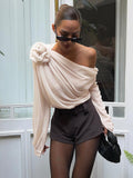 Claire - Chiffon semi-sheer One Shoulder Asymmetrische Blouse