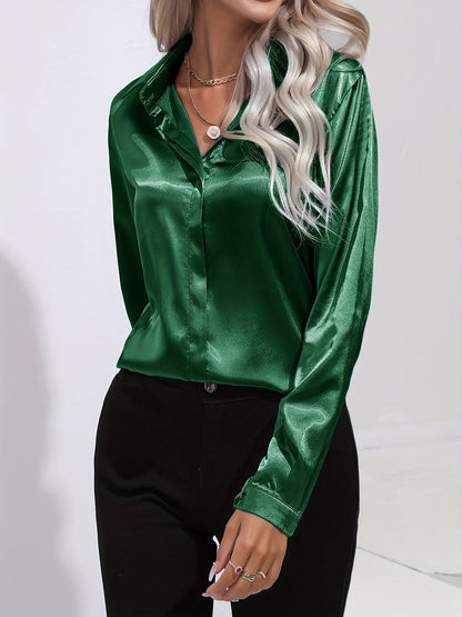 Satijnen Blouse | Dames blouse met elegante glans en tijdloze stijl