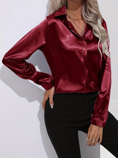 Satijnen Blouse | Dames blouse met elegante glans en tijdloze stijl