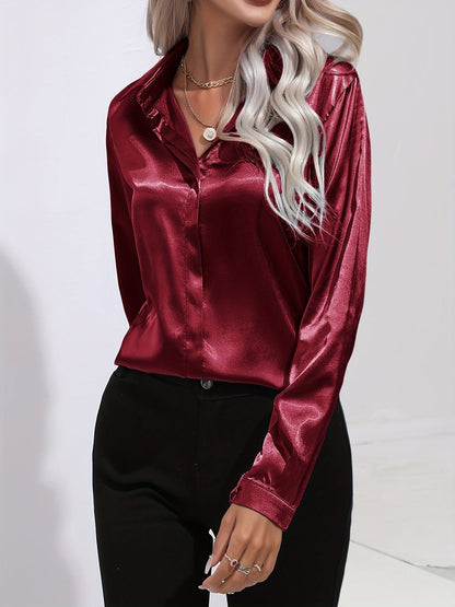 Satijnen Blouse | Dames blouse met elegante glans en tijdloze stijl