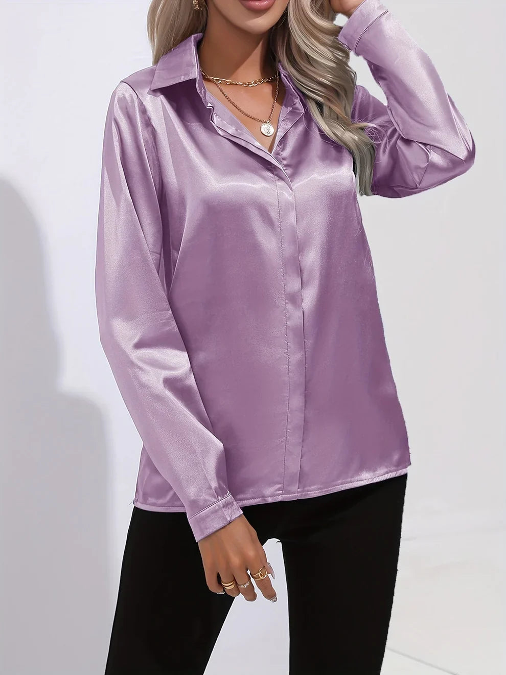 Satijnen Blouse | Dames blouse met elegante glans en tijdloze stijl