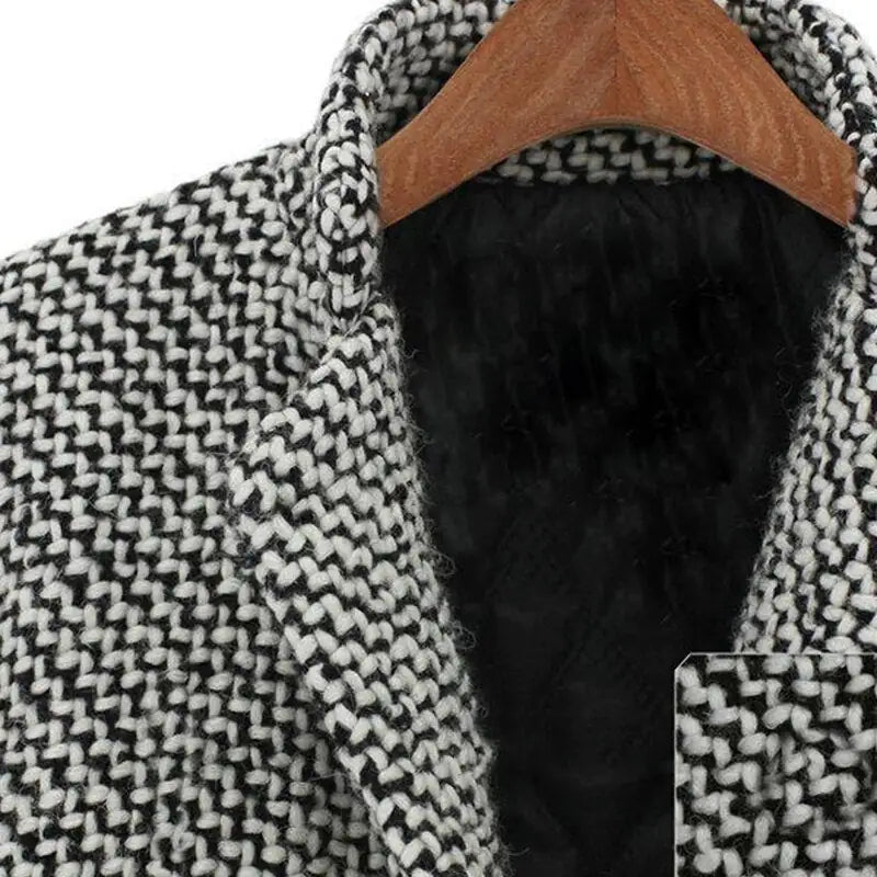 Dames Tijdloze Wolmix Jas – Lange Fit, Zwart, Perfect voor Herfst en Winter