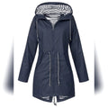dames regenjas met capuchon in blauw