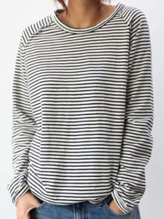 Dames Top – Elegante Lange Mouwen – Gestreept Ademend en Tijdloos Design