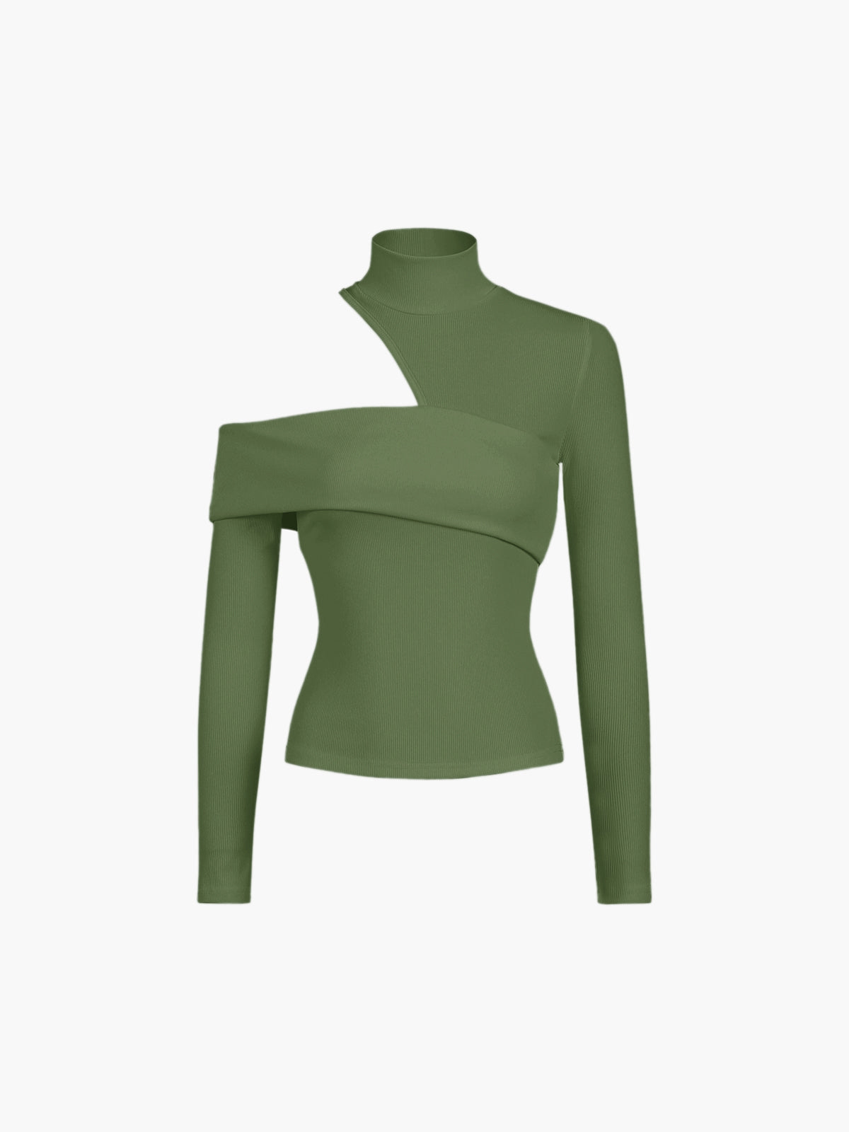 Eleanor - Oblique uitgesneden rib top met lange mouwen