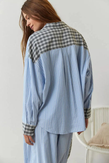 Elise Pyjama Set | Dames comfy loungewear met knoopdetail en trekkoordbroek