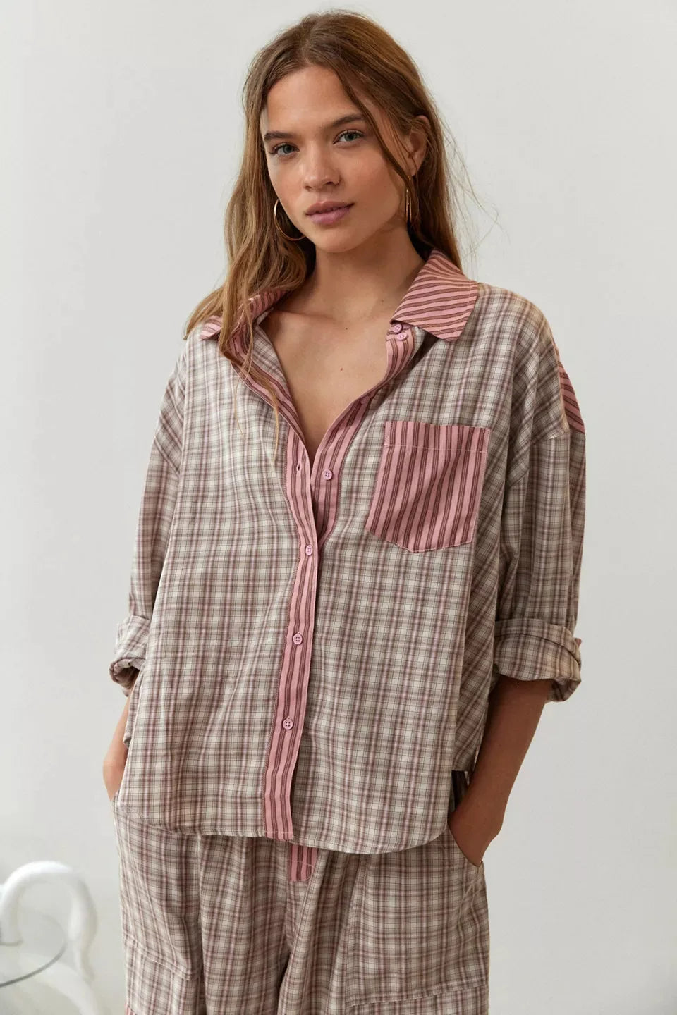 Elise Pyjama Set | Dames comfy loungewear met knoopdetail en trekkoordbroek