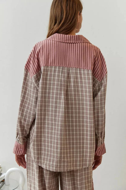 Elise Pyjama Set | Dames comfy loungewear met knoopdetail en trekkoordbroek