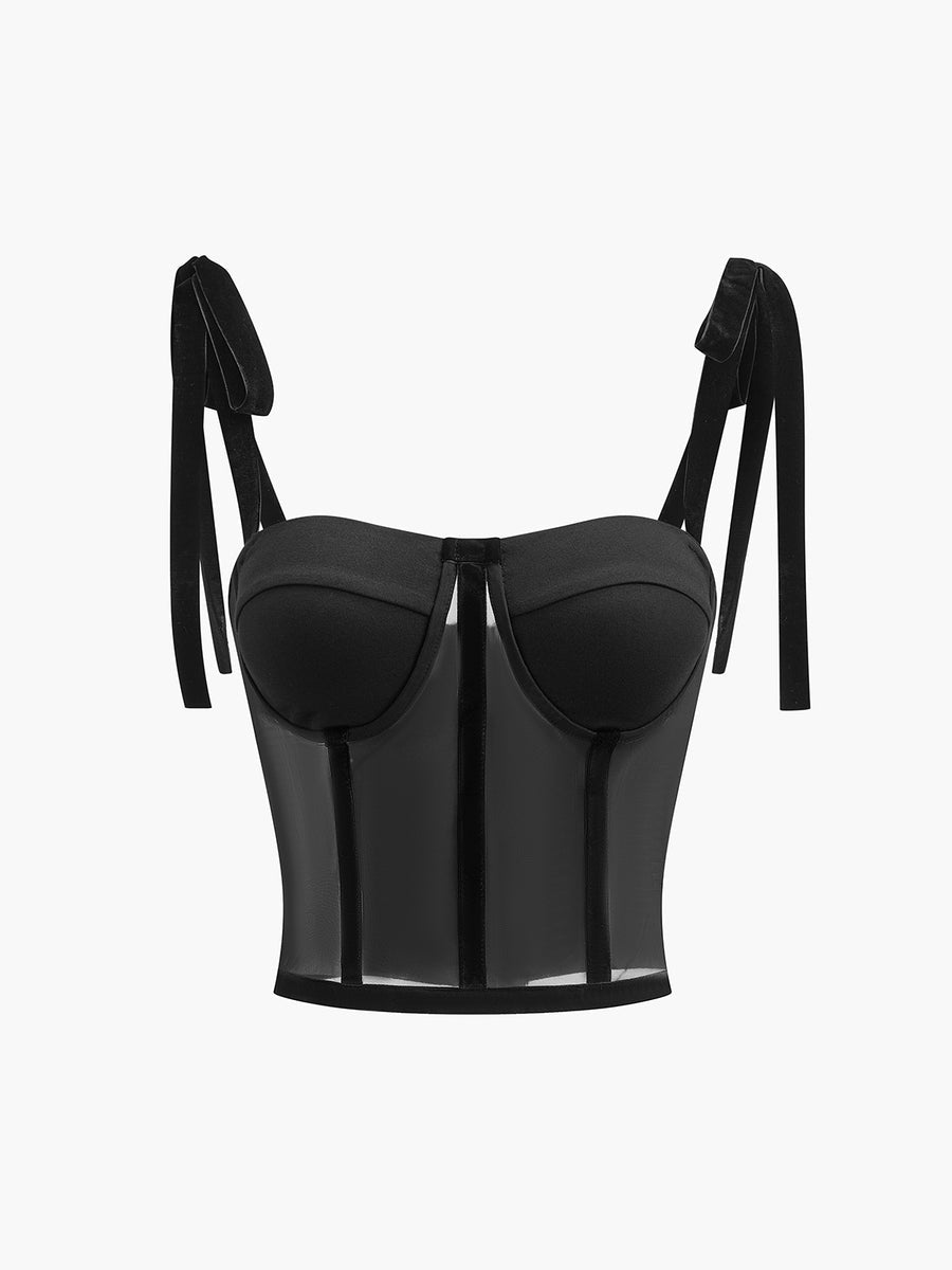 Eloise - Geknoopte Mesh Cami Crop Top