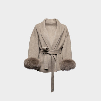 Hella Luxe | Dames Winterjas met Faux Fur en Elegante Tailleceintuur