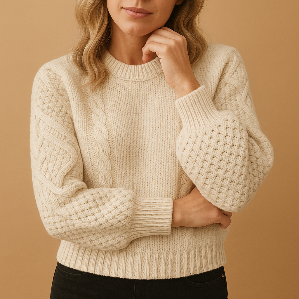 Nela gebreide damestrui | Elegante trui met ronde hals en lange mouwen