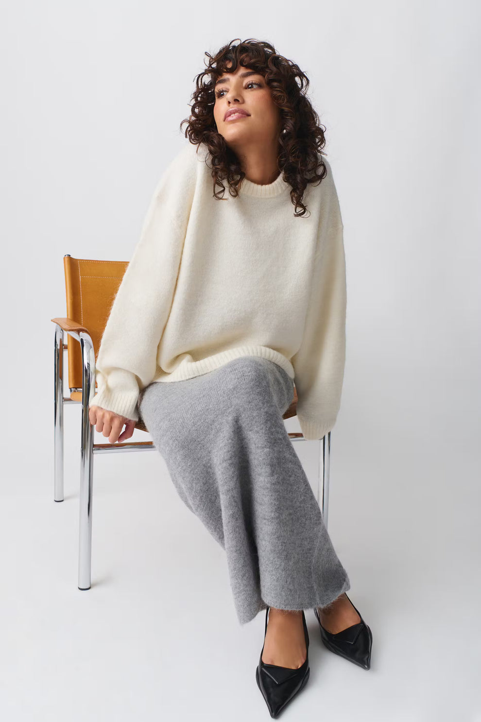 Georgie - Gebreide zachte damestrui | Oversized trui met ronde hals