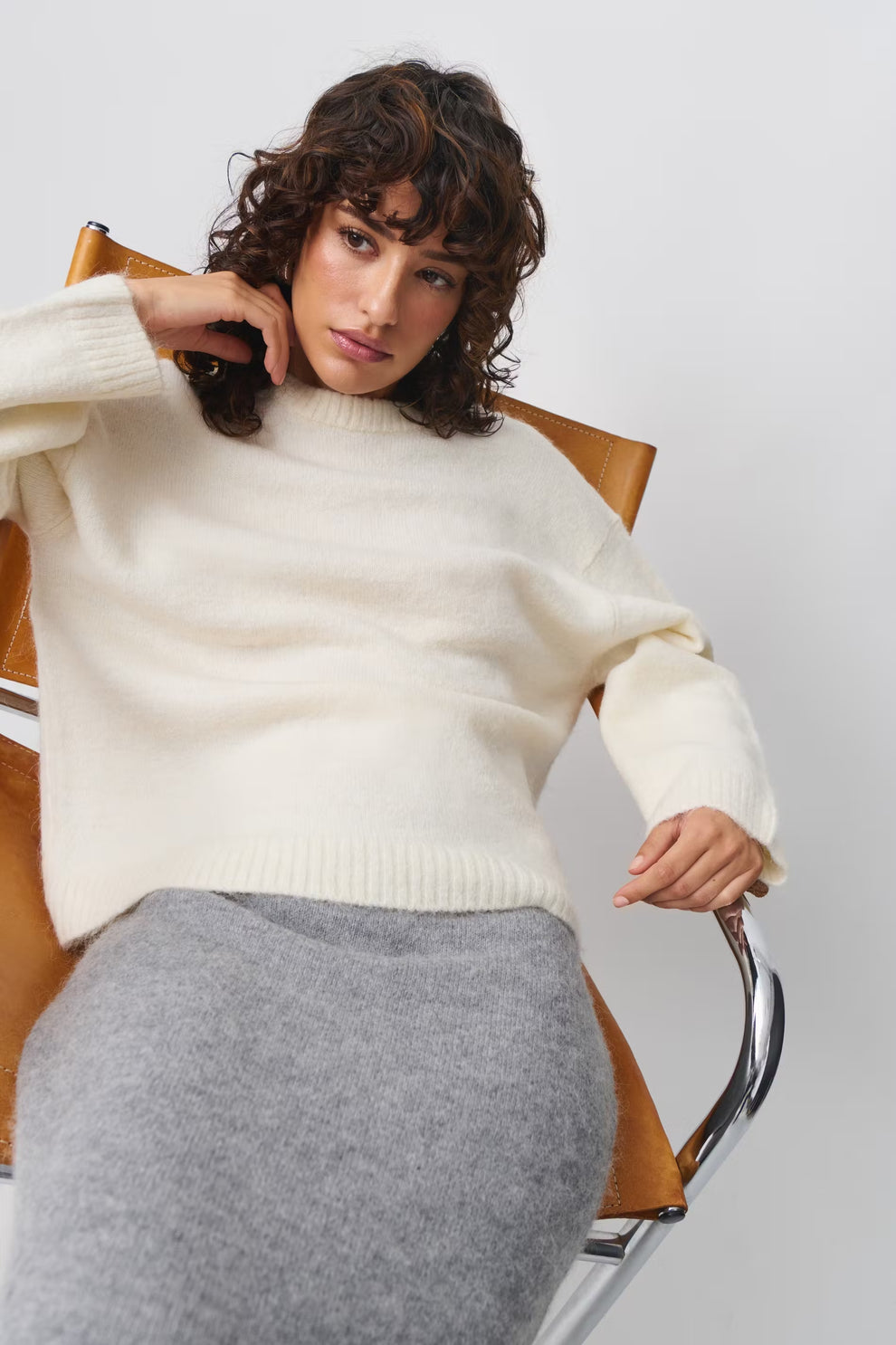 Georgie - Gebreide zachte damestrui | Oversized trui met ronde hals