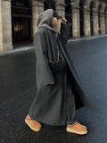 Gestreepte Trenchcoat | Dames lange jas van wolblend met elegante pasvorm