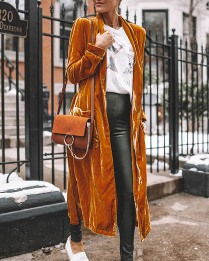 Hana - Lang fluwelen vest