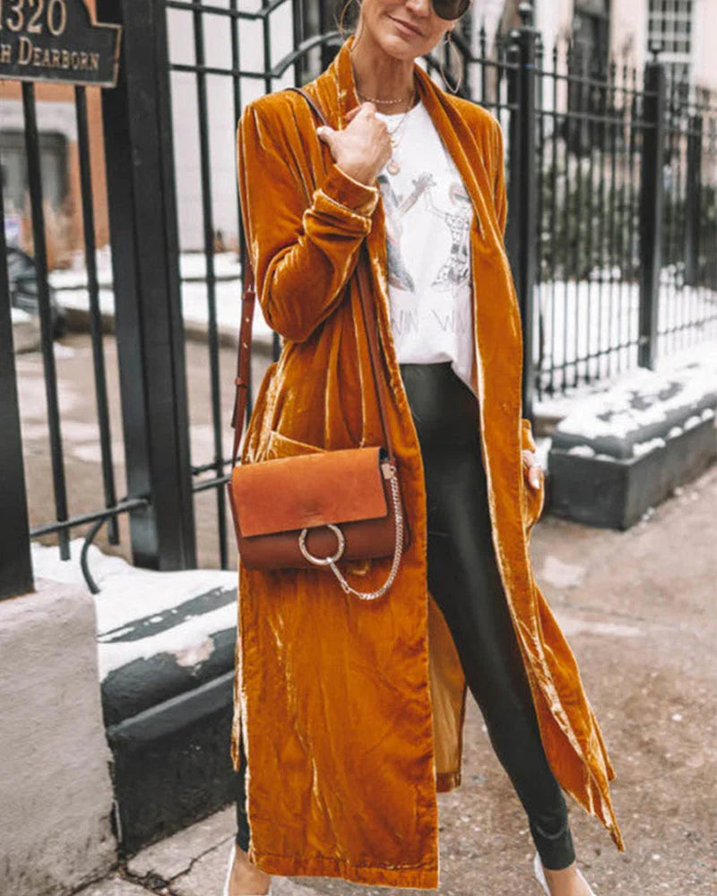 Hana - Lang fluwelen vest
