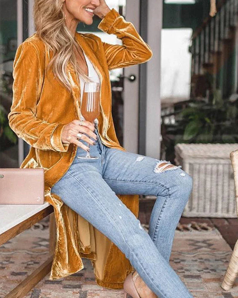 Hana - Lang fluwelen vest