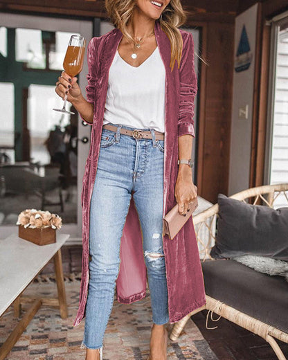 Hana - Lang fluwelen vest