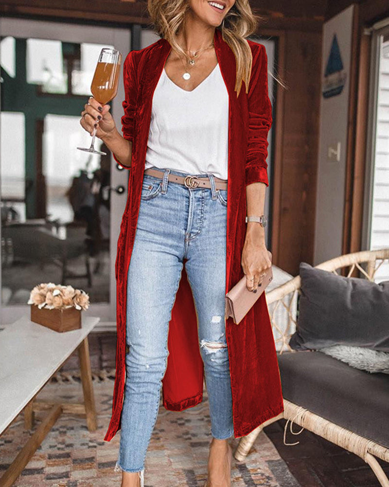 Hana - Lang fluwelen vest