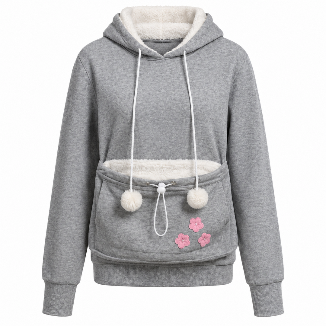 Unisex Oversized Hoodie met Kangoeroezak – Draagbuidel voor Kat of Kleine Hond, Casual Loungewear voor Thuis en Winter