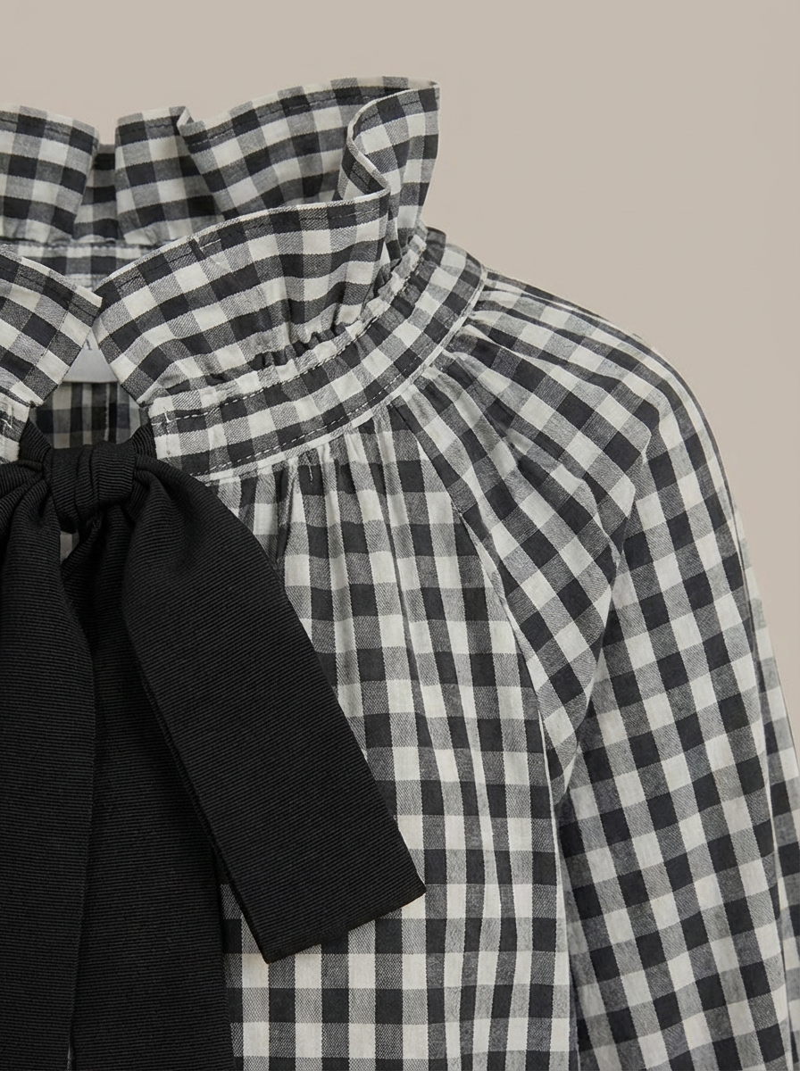 Dames Getailleerde Blouse – Met Hoge Kraag en Strik, Geschikt voor Werk en Dagelijks Gebruik