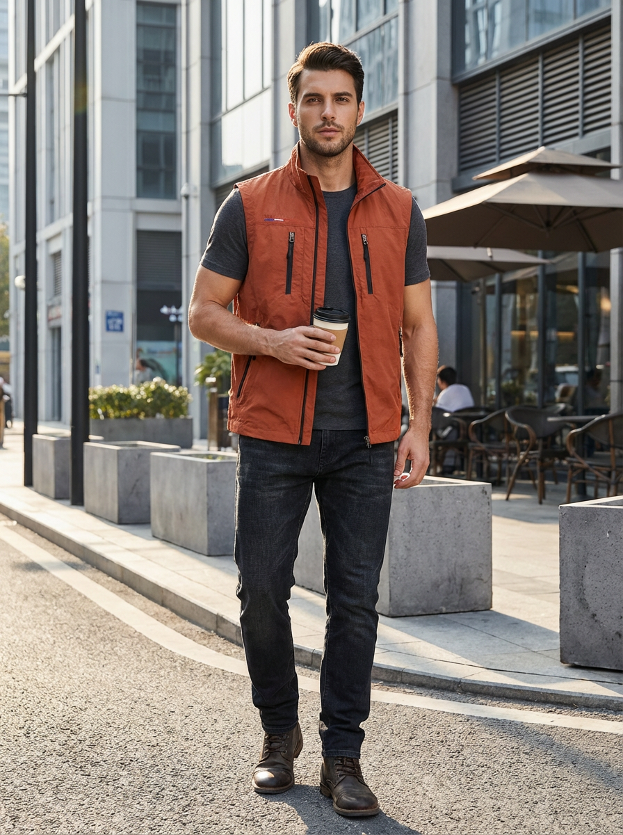Heren Lichtgewicht Bodywarmer – Met Rits en Zakken, Geschikt voor Lente en Herfst