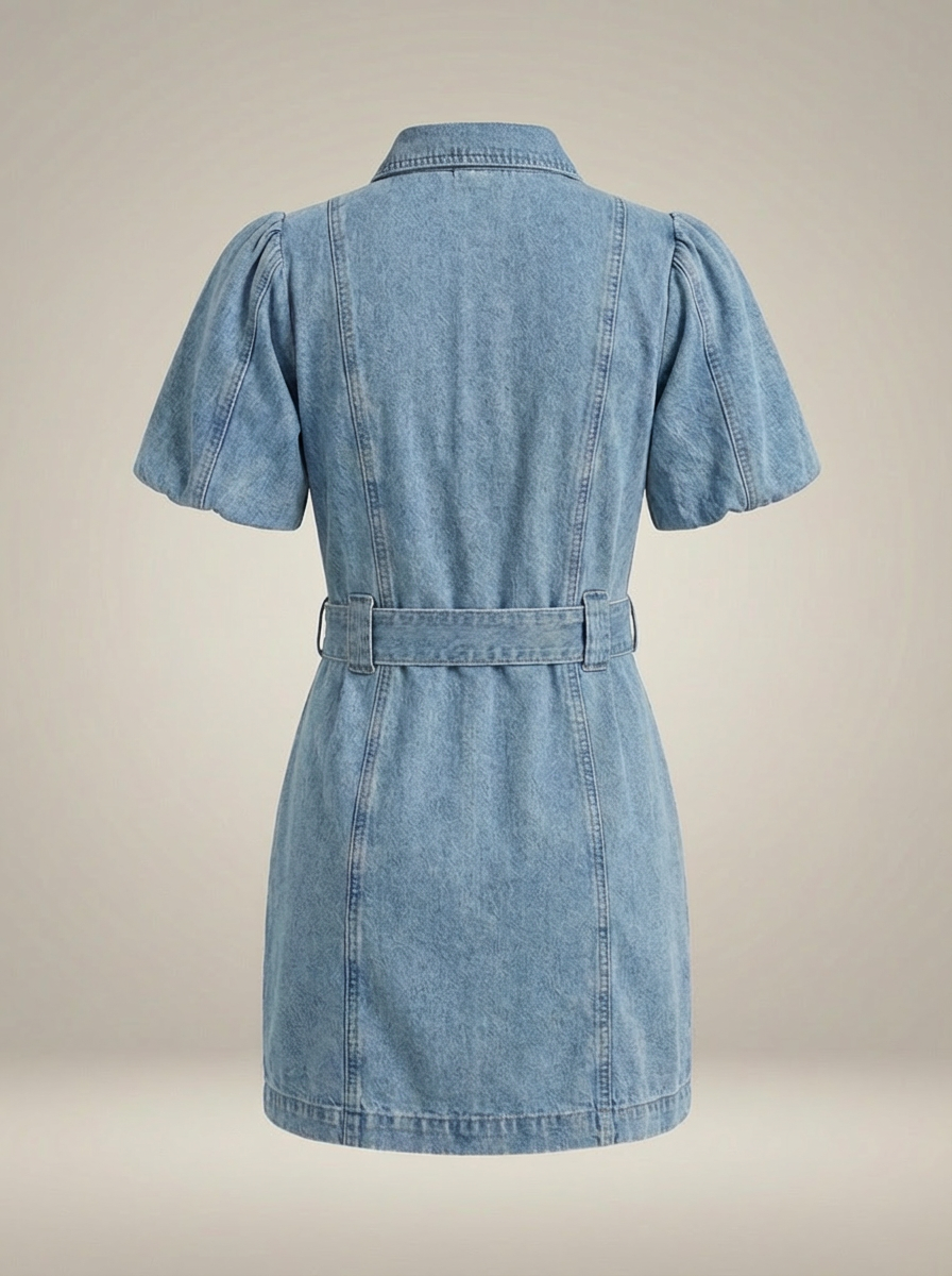 Dames Getailleerde Jurk – Korte Lengte met Knopen en Tailleband, Geschikt voor Casual Gebruik